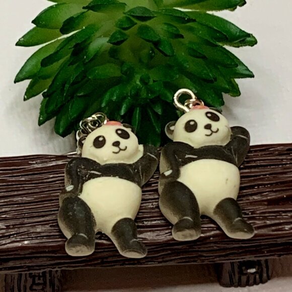 Panda Earring, Panda Bear Jewelry, Gift, Panda Jewelry, Silly Animal Earring - Picture 2 of 9